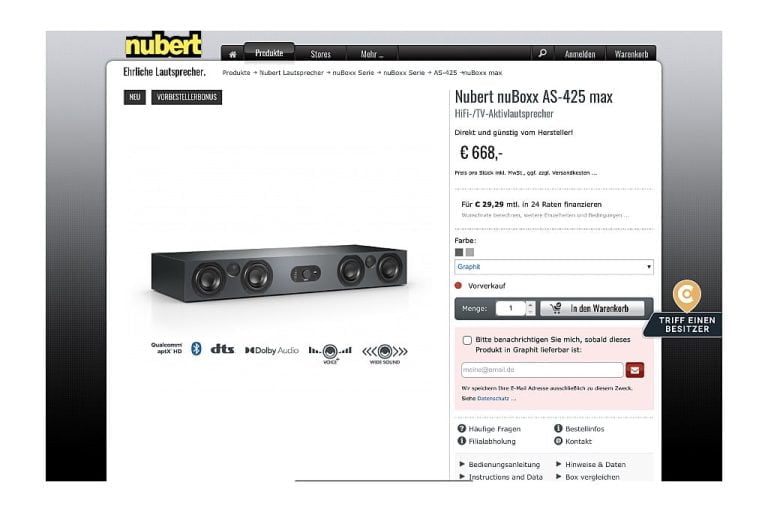 Nubert presenteert nuBoxx AS-425 max soundbar