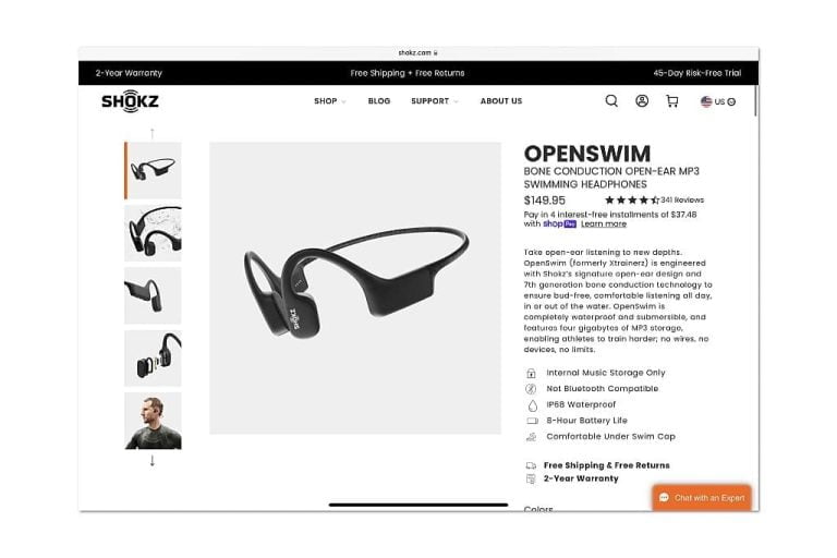 Shokz OpenSwim, muziek voor het zwemmen