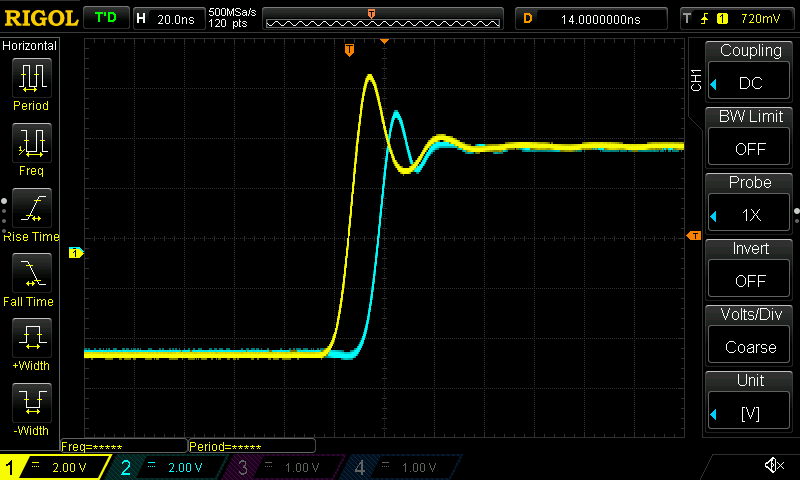5N Silver VS Graphene - 50 Ohm out - 1 MOhm in - 100 KHz pulse