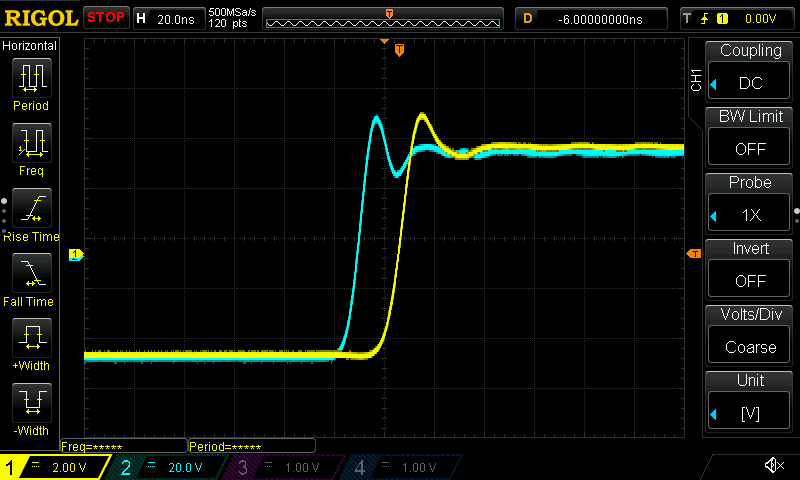 Graphene VS Lampwire - 50 Ohm out - 1 MOhm in - 100 KHz pulse